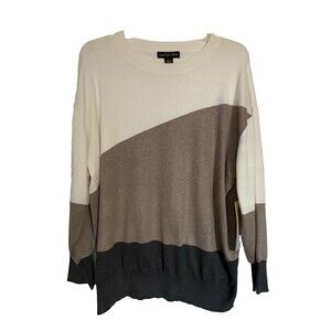 Coco and Shay Women's BOHO loose fitting comfortable Sweater top 3X Tri Color